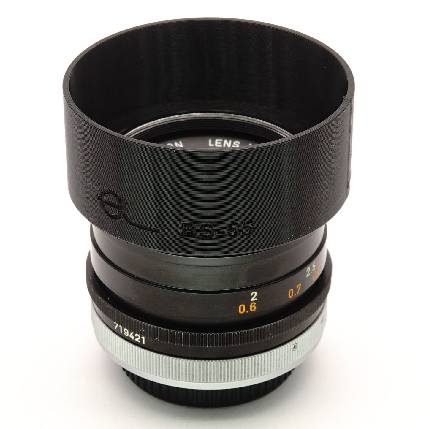 Lens hood BS-55 for Canon FD 50mm lenses with silver ring