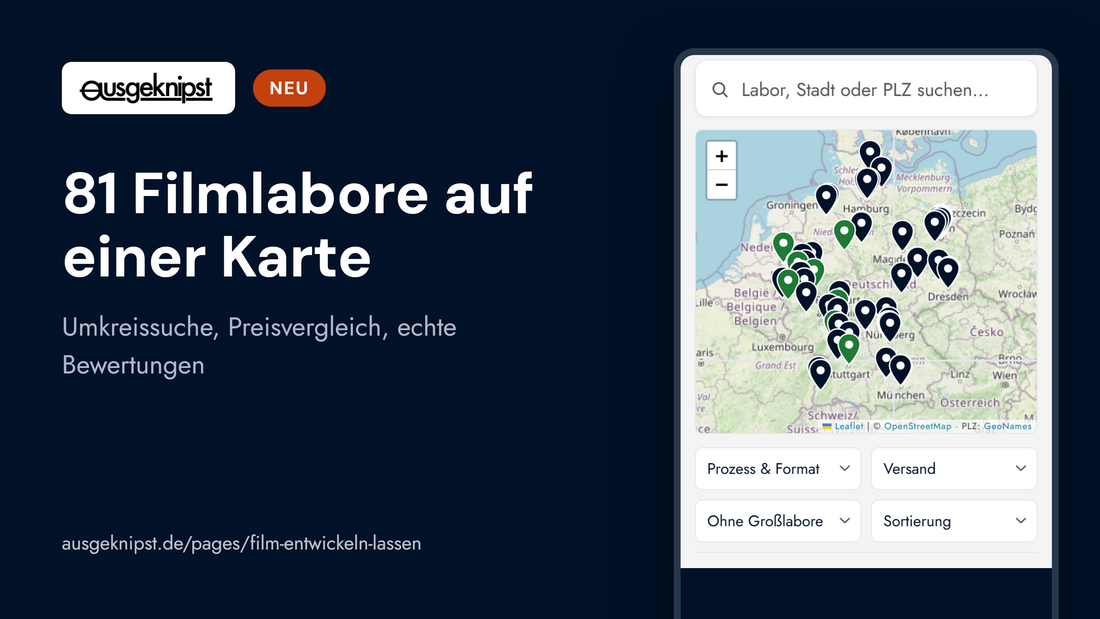 Die neue Filmlabor-Übersicht: 81 Labore auf einer Karte mit Umkreissuche und Bewertungen