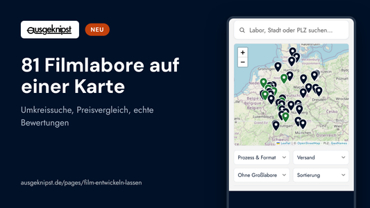 Die neue Filmlabor-Übersicht: 81 Labore auf einer Karte mit Umkreissuche und Bewertungen