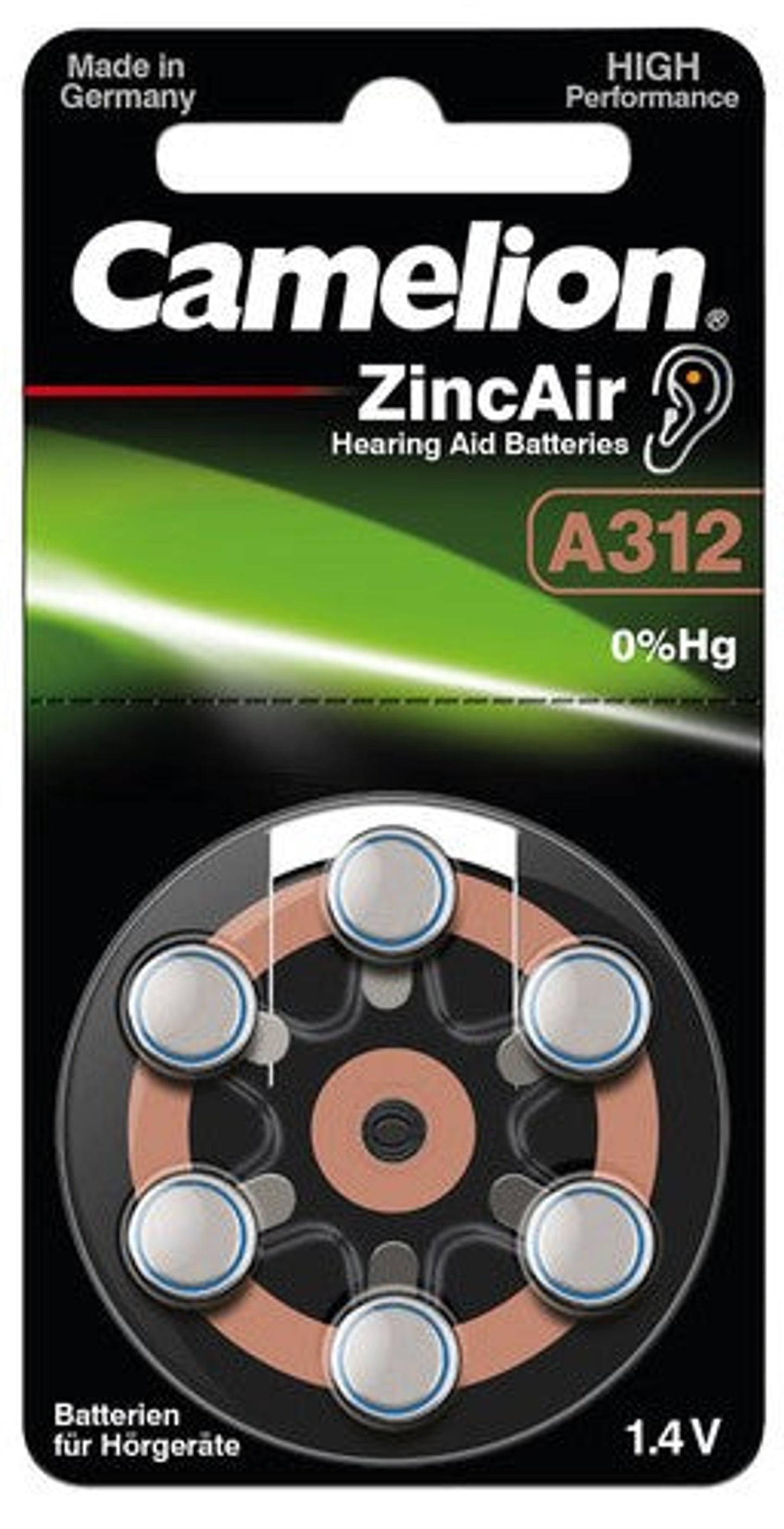 Piles zinc-air type 312 (pack de 6) pour adaptateur de batterie