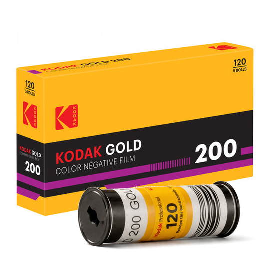 Kodak Gold 200 Farbnegativfilm im Format 120 mit Verpackung