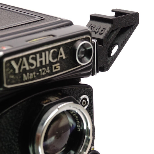 90° cold shoe adapter for Yashica 124G, Mamiya C330, Rolleiflex & more