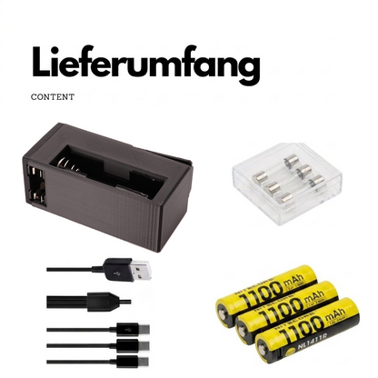 Lieferumfang Glatt - Komplett-Set mit Akkus