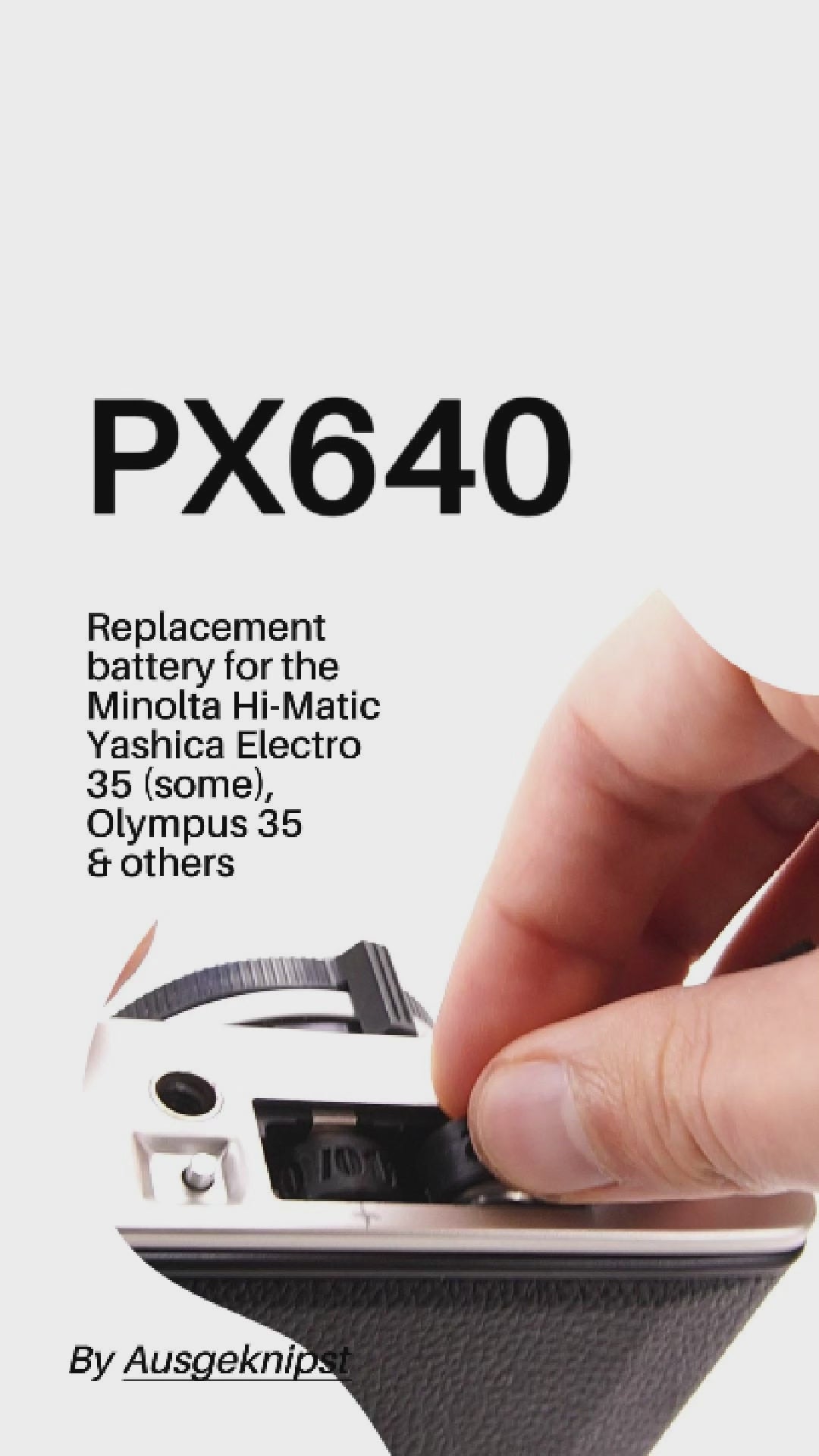 PX640 battery adapter for Minolta Hi-Matic E/F, Olympus 35 EC