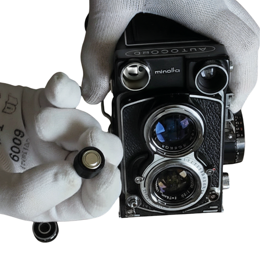 Adaptateur de batterie PX1 / MR50 / LR50 pour Minolta Autocord CDS, Canon QL25, Olympus 35 LE & plus