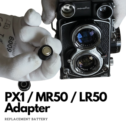 Adattatore batteria PX1 / MR50 / LR50 per Minolta Autocord CDS, Canon QL25, Olympus 35 LE e altro