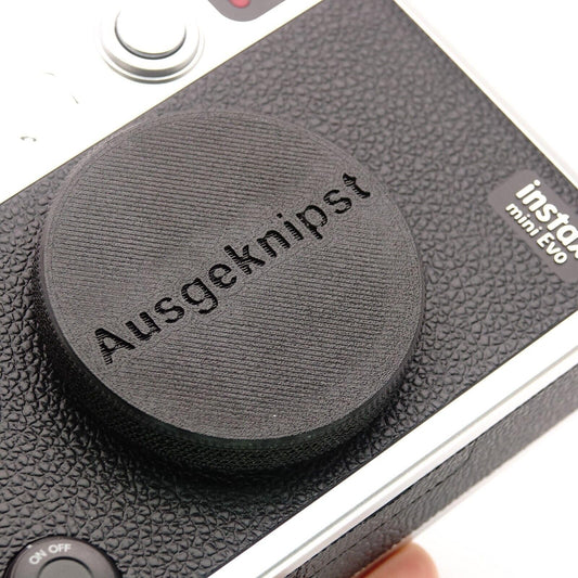 Lens cap for Fuji Instax Mini Evo device